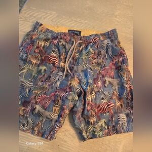 Michaels Multicolor Zebra Print Men's Swim Shorts Trunks Made In Morocco